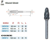 Cone Demir Dışı Malzemeler İçin F Tipi Silindirik Düz - Karbür Kalıpçı Frezeleri(Ölçü Seçeneklerine Bakınız)