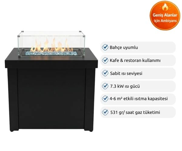 Aygaz Lhotse 817-S GB Dış Mekan Isıtıcı Cam Boncuklu Siyah - Kılıf Hediyeli
