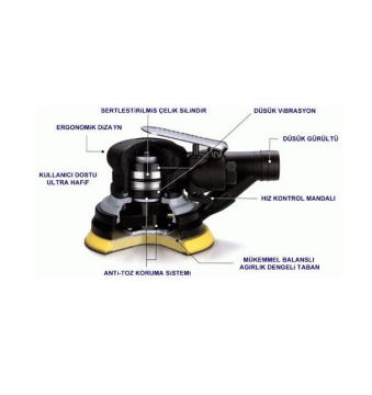 Emax ET-2800 Havalı Daire Zımpara Tabancası Makinesi 125 mm (6'') 11000 Devir