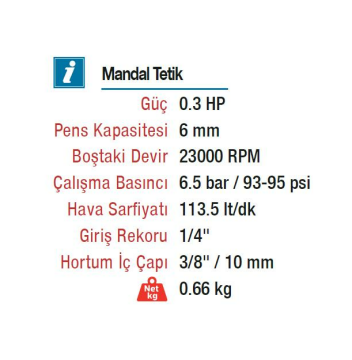 Rotake RT-1210-P 6mm. 20000RPM Havalı Uzun Kalıpçı Taşlama
