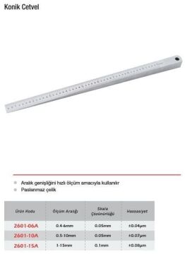 Werka Konik Cetvel (Ölçü Seçeneklerine Bakınız)