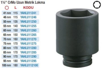 Yama 1/2 Altı Köşe Havalı Derin Uzun Lokmalar (Ölçü Seçeneklerine Bakınız) 50mm