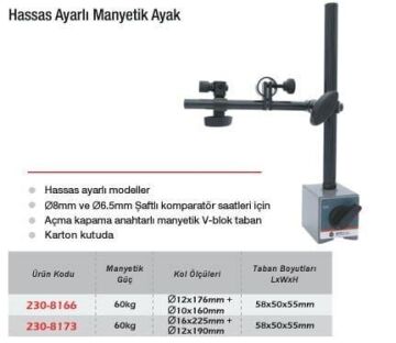 Werka Hassas Ayarlı Manyetik Ayak (Ölçü Seçeneklerine Bakınız)