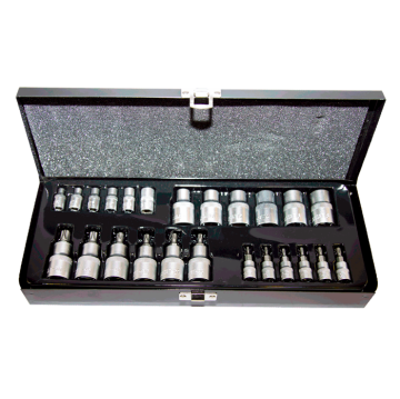 NT Tools NCSET1412E 25Prç. 1/4''ve1/2''CR-V Torx ve E Tipi Torx Lokma Seti