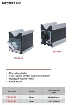 Werka Manyetik V-Blok (Ölçü Seçeneklerine Bakınız)
