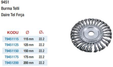Tower Burma Daire Tel Fırçalar (Ölçü Seçeneklerine Bakınız) 175mm