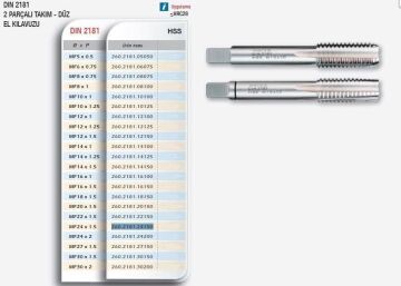 Werka DIN2181 - 2 Parçalı Takım - HSS Düz El Kılavuzu (Ölçü Seçeneklerine Bakınız)