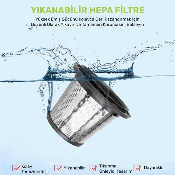 KOBB KBV20F Araç Süpürgesi HEPA Çelik Filtre