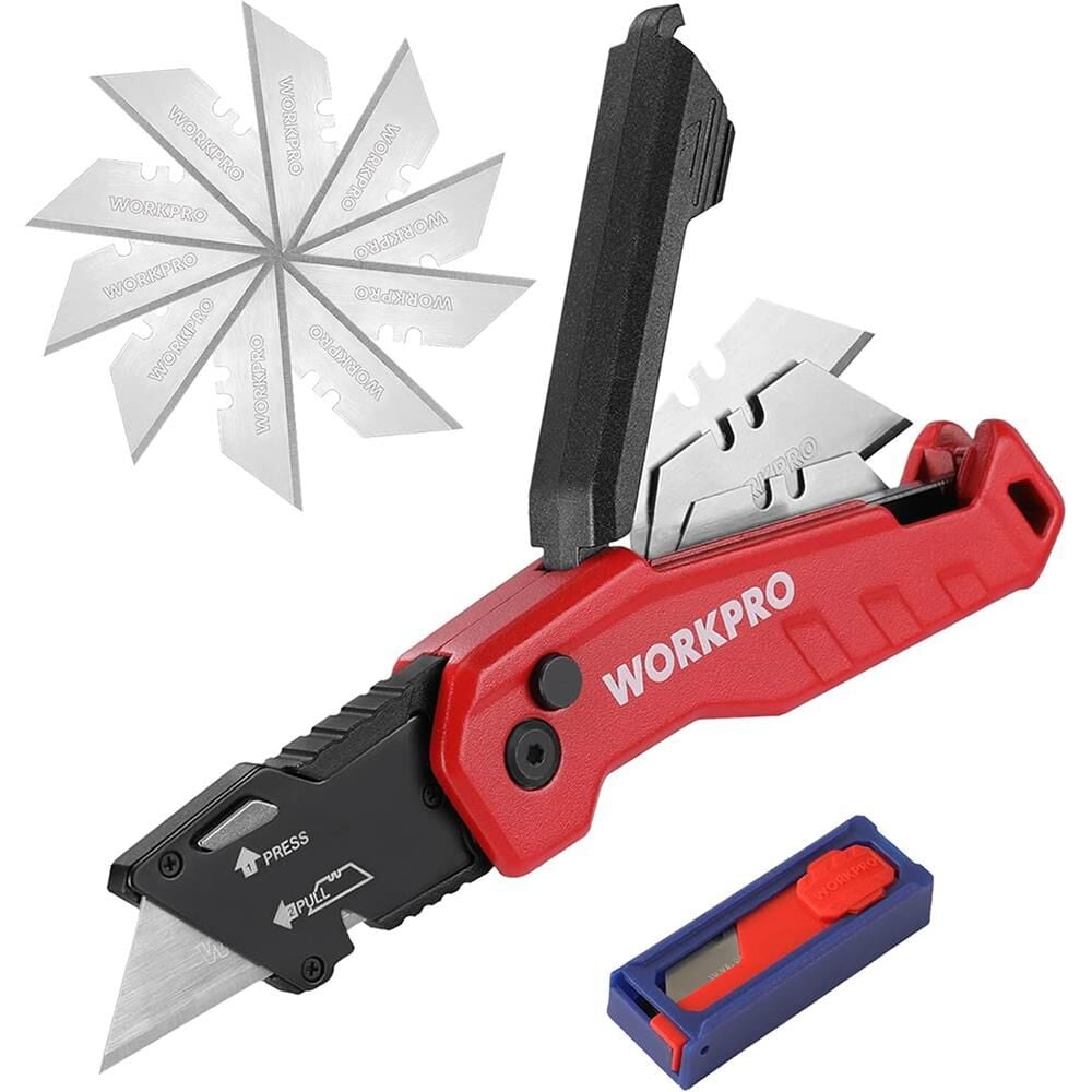 Workpro WORKPRO WP211026 Katlanır Çok Amaçlı Profesyonel Rötuş Maket Bıçağı + 14 Adet Yedek Bıçak En Ucuz Fiyatları ve Özellikleri