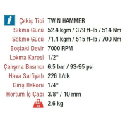 Rotake RT-5268 1/2'' 70kg. 7000 RPM Kabzalı Havalı Somun Sökme