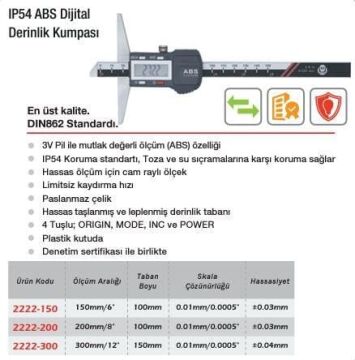 Werka ABS Dijital Derinlik Kumpası (Ölçü Seçeneklerine Bakınız)