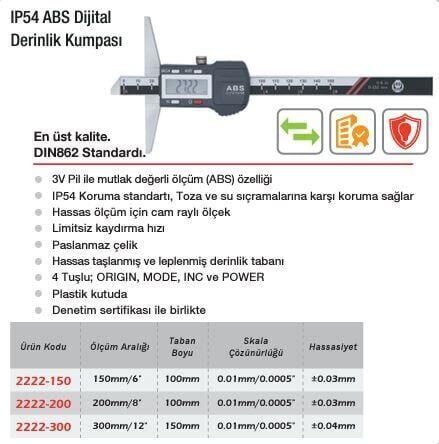 Werka ABS Dijital Derinlik Kumpası (Ölçü Seçeneklerine Bakınız)