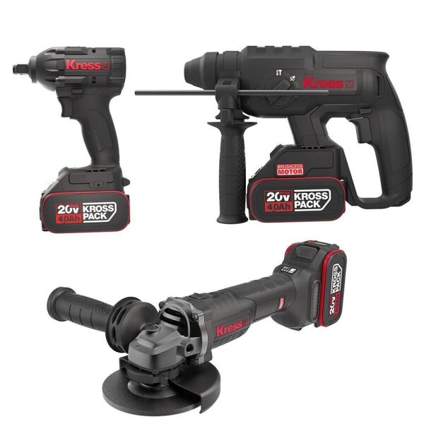 Kress KRKS1 KUB30.2 + KU390.4 + KUH10.2 20Volt/4Ah. 6 Adet Akülü Profesyonel Kombo Set