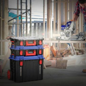 WORKPRO WP283029 24Lt 12 Gözlü Şeffaf Kapaklı İstiflenebilir 56x35x12,5cm Profesyonel Organizer Takım Çantası