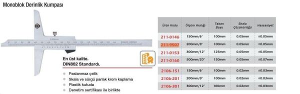 Werka Monoblok Derinlik Kumpası 0.05mm(Ölçü Seçeneklerine Bakınız)