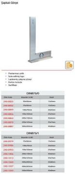 Werka Şapkalı Gönye DIN875/1 (Ölçü Seçeneklerine Bakınız) 150x100mm