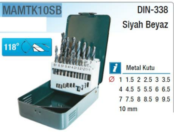 Maier MAMTK10SB 19 Parça Siyah Beyaz Matkap Ucu Takımı