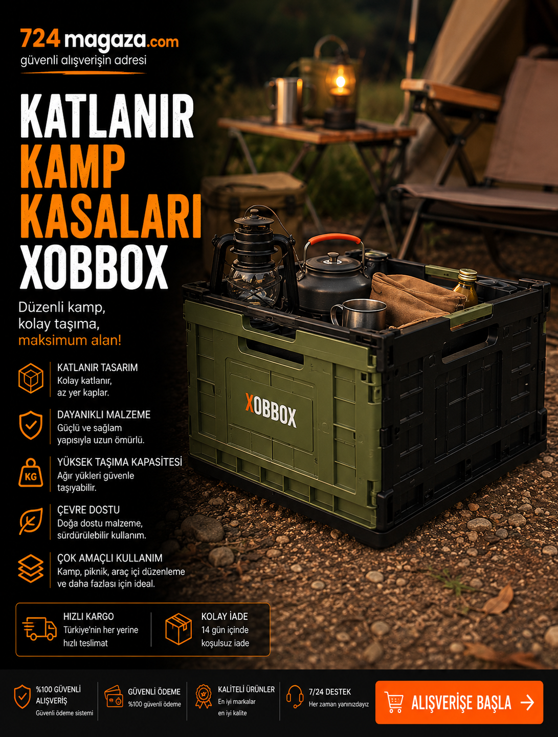Katlanır Kamp Kasaları Profesyonel <br>Kamp Ekipmanları